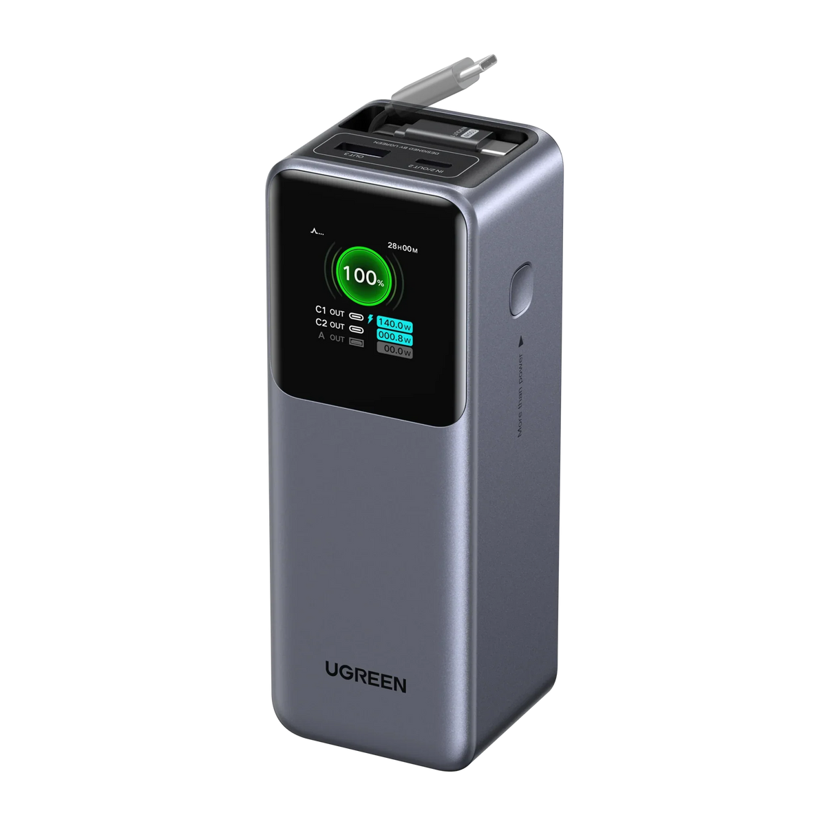 UGREEN Nexode Power Bank 20000mAh 165W with Retractable USB-C Cable